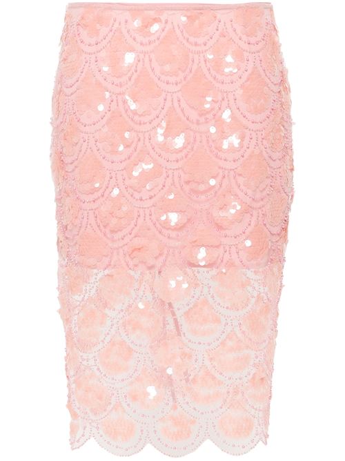 Peach pink recycled polyester skirt ROTATE BIRGERCHR | 1134461922BCR12021922